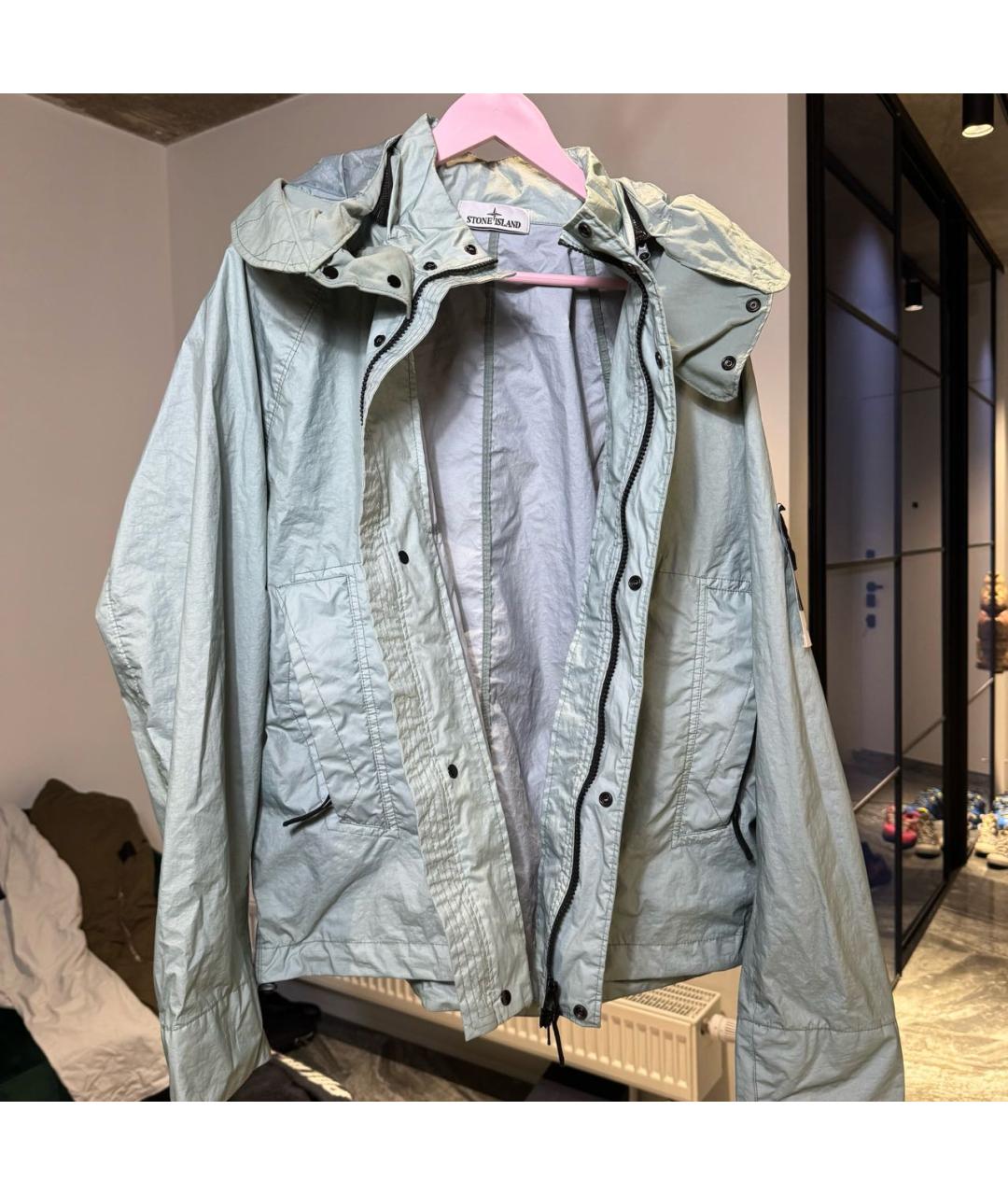 STONE ISLAND Бирюзовая полиэстеровая куртка, фото 5