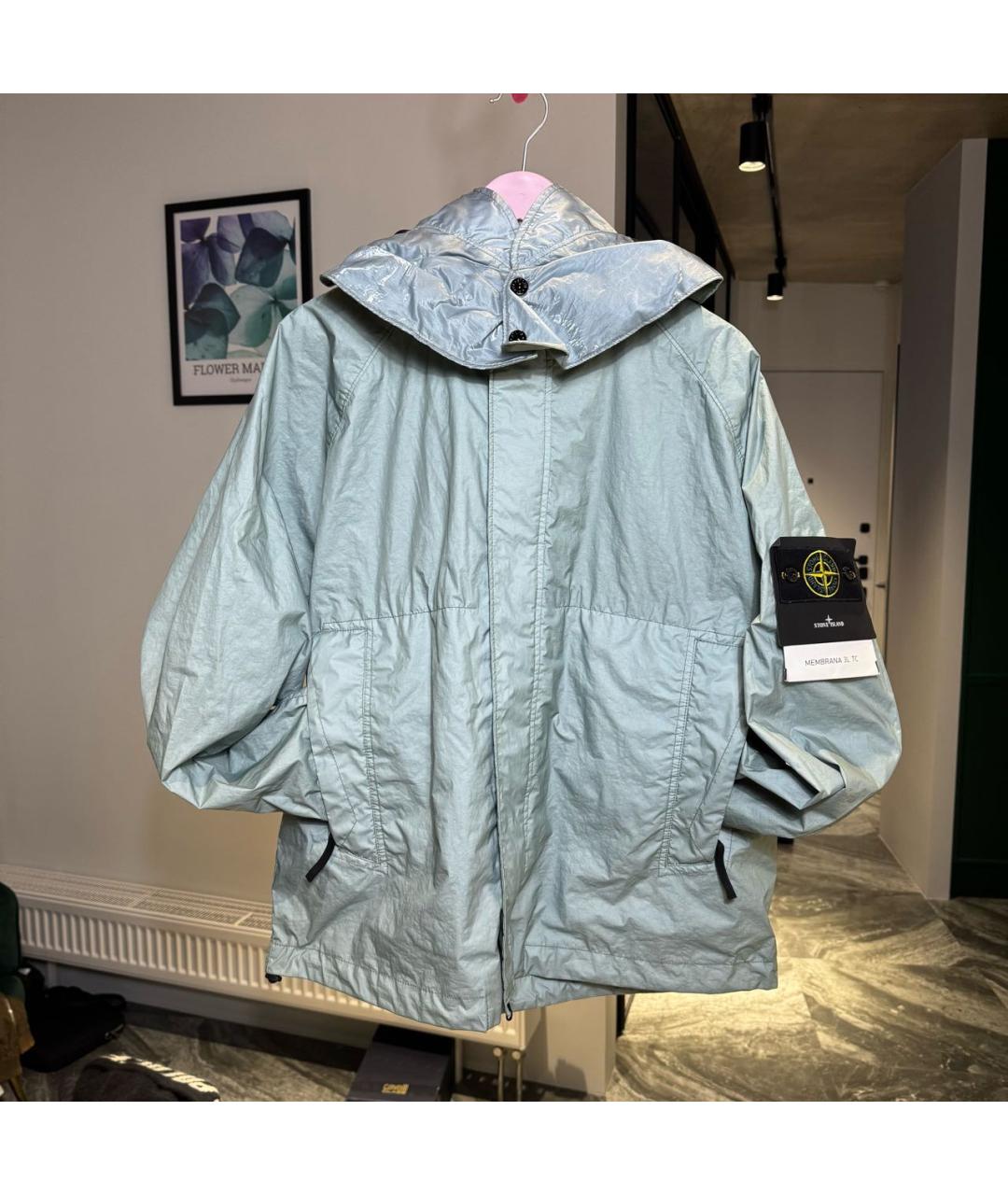 STONE ISLAND Бирюзовая полиэстеровая куртка, фото 6