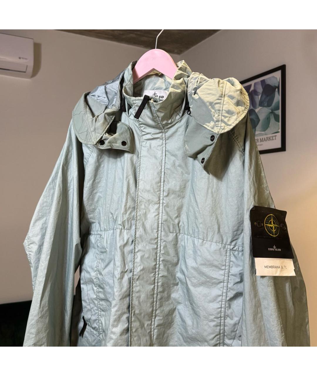 STONE ISLAND Бирюзовая полиэстеровая куртка, фото 4