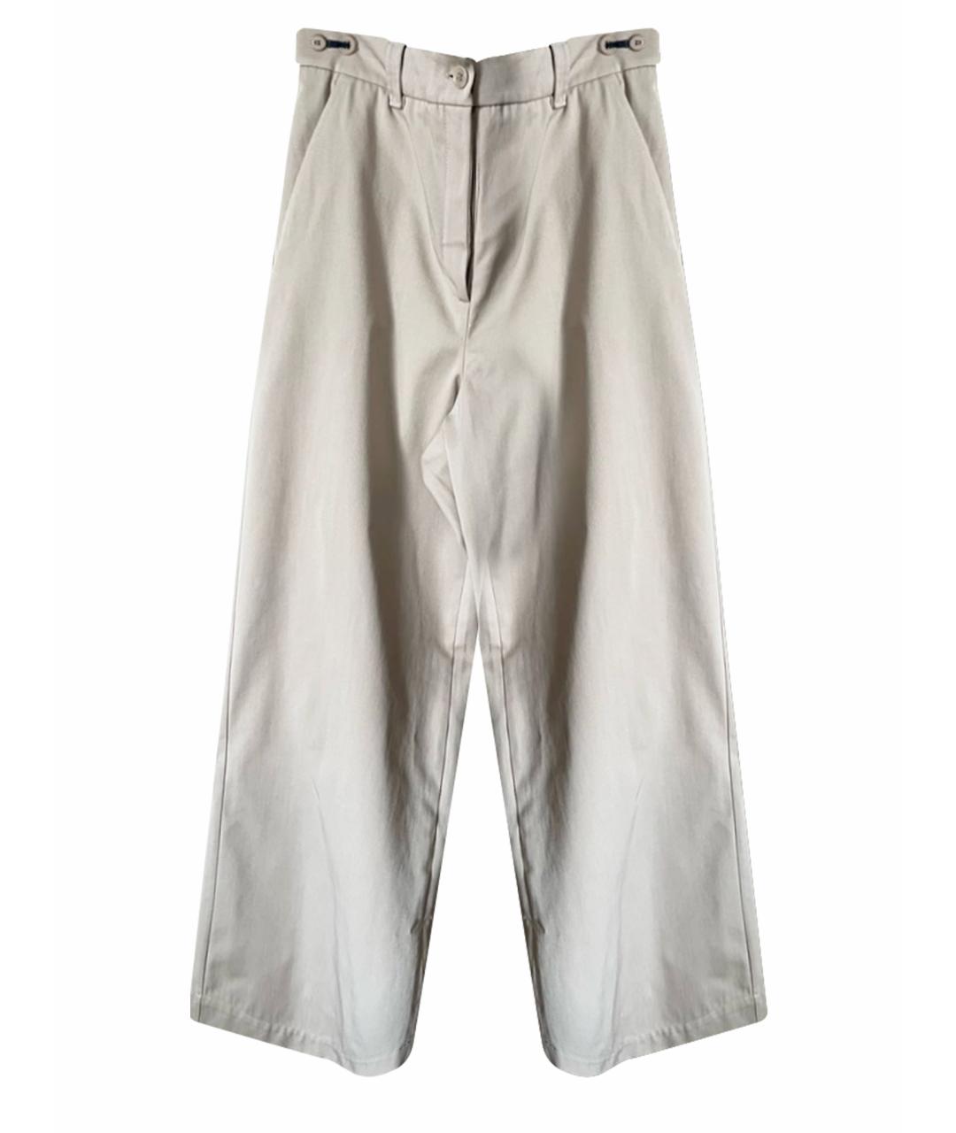 WEEKEND MAX MARA Бежевые хлопковые брюки широкие, фото 1
