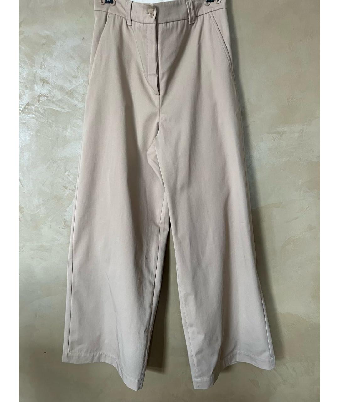 WEEKEND MAX MARA Бежевые хлопковые брюки широкие, фото 4