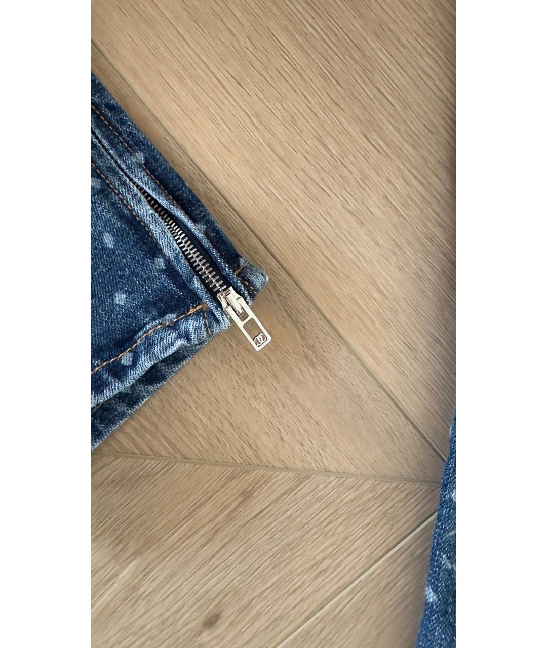 CHANEL Синие хлопковые джинсы слим, фото 2