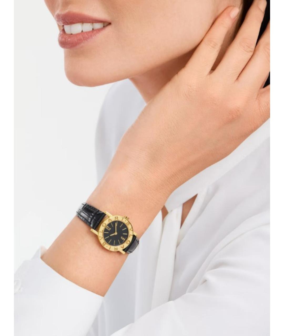 BVLGARI Черные часы из желтого золота, фото 4
