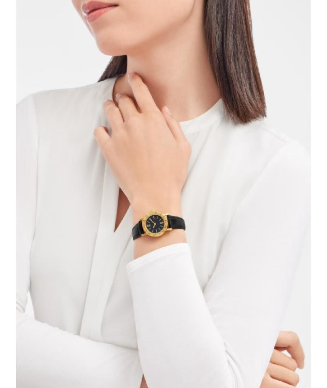 BVLGARI Черные часы из желтого золота, фото 6