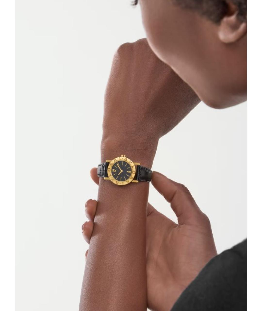 BVLGARI Черные часы из желтого золота, фото 5