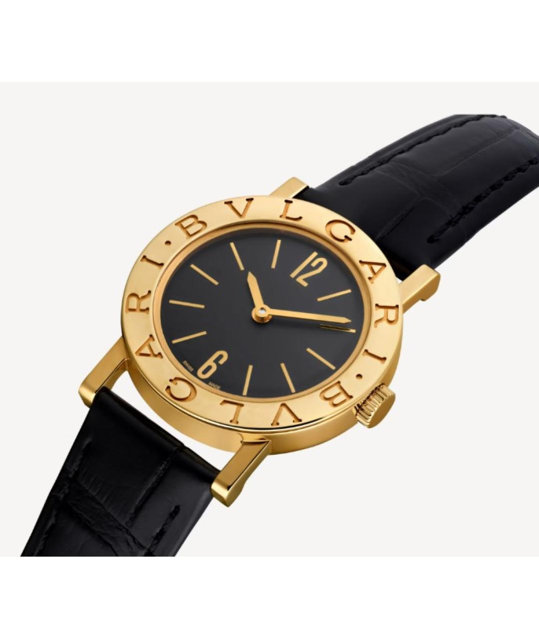 BVLGARI Черные часы из желтого золота, фото 2