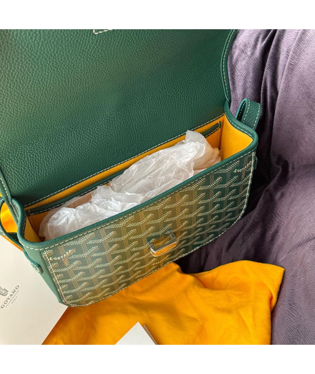 GOYARD Зеленая кожаная сумка на плечо, фото 5