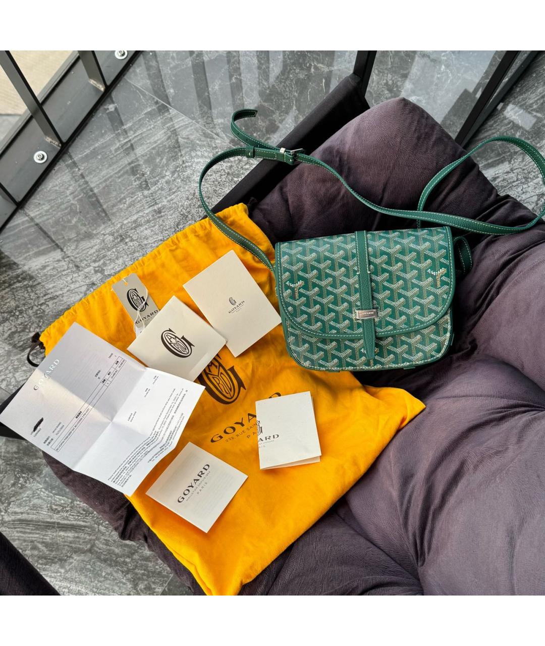 GOYARD Зеленая кожаная сумка на плечо, фото 6