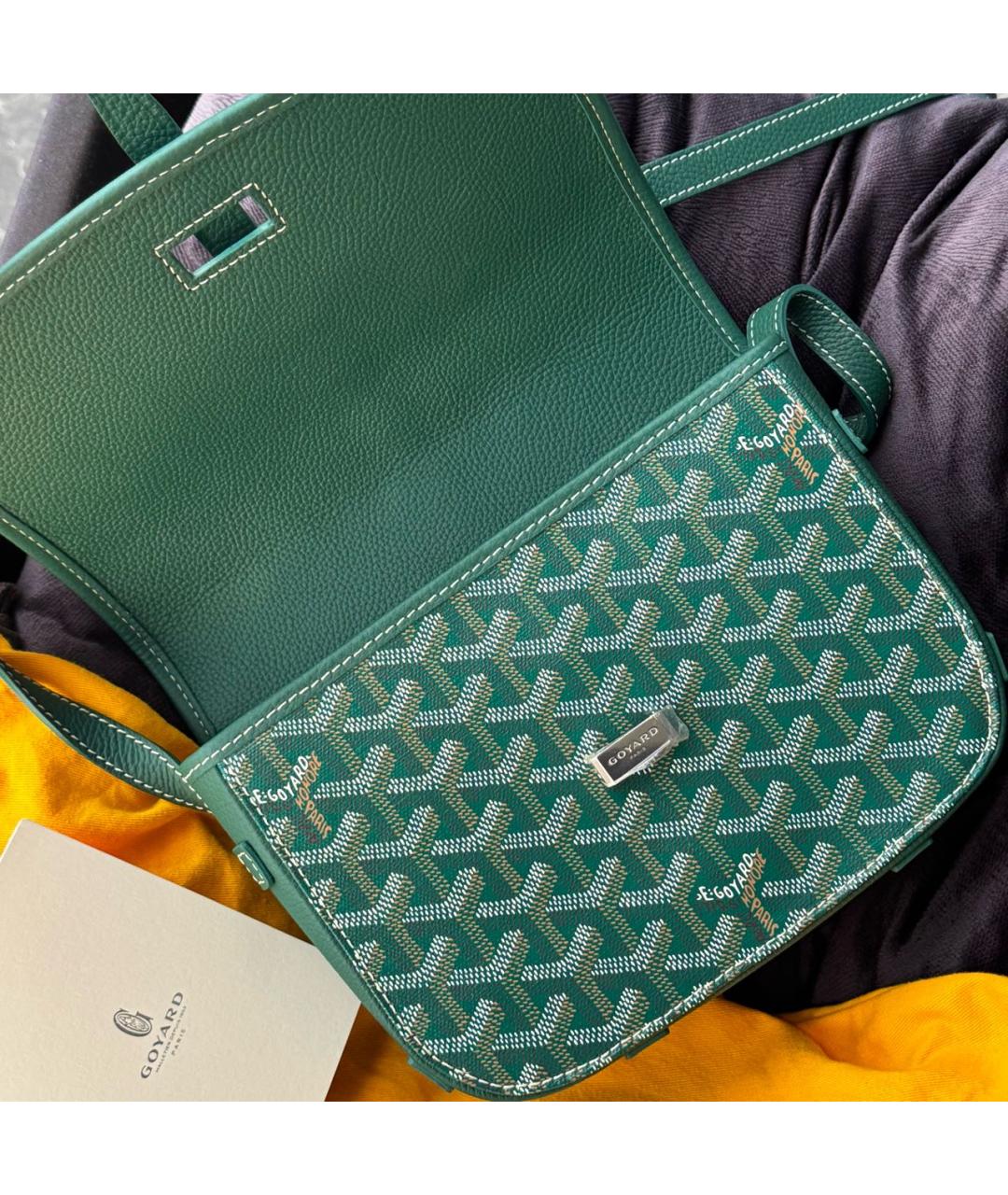 GOYARD Зеленая кожаная сумка на плечо, фото 4