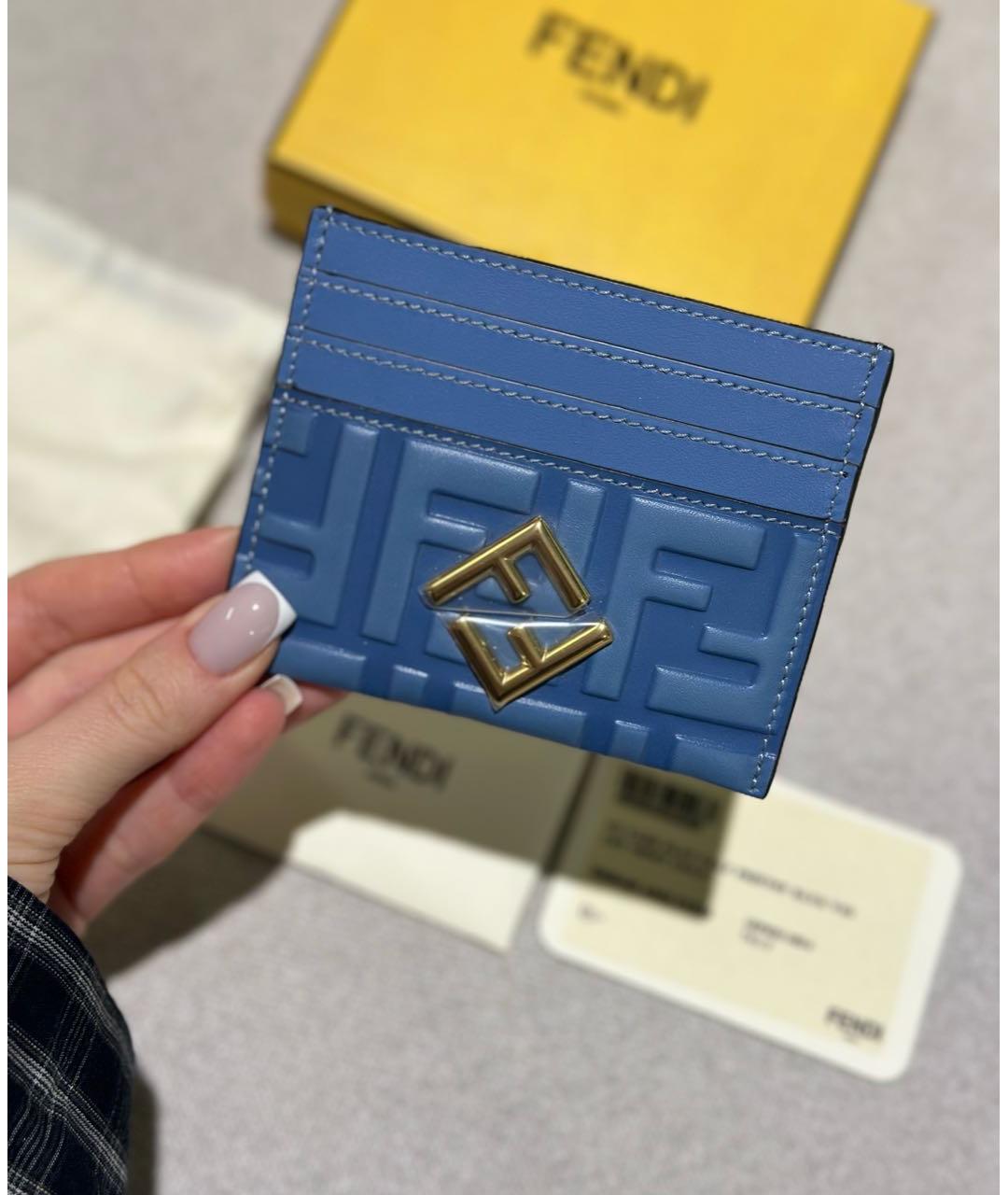 FENDI Синий кожаный кардхолдер, фото 2