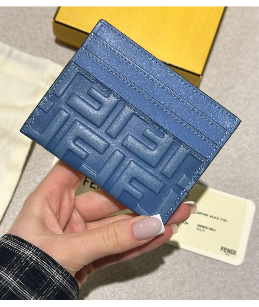 FENDI Синий кожаный кардхолдер, фото 3