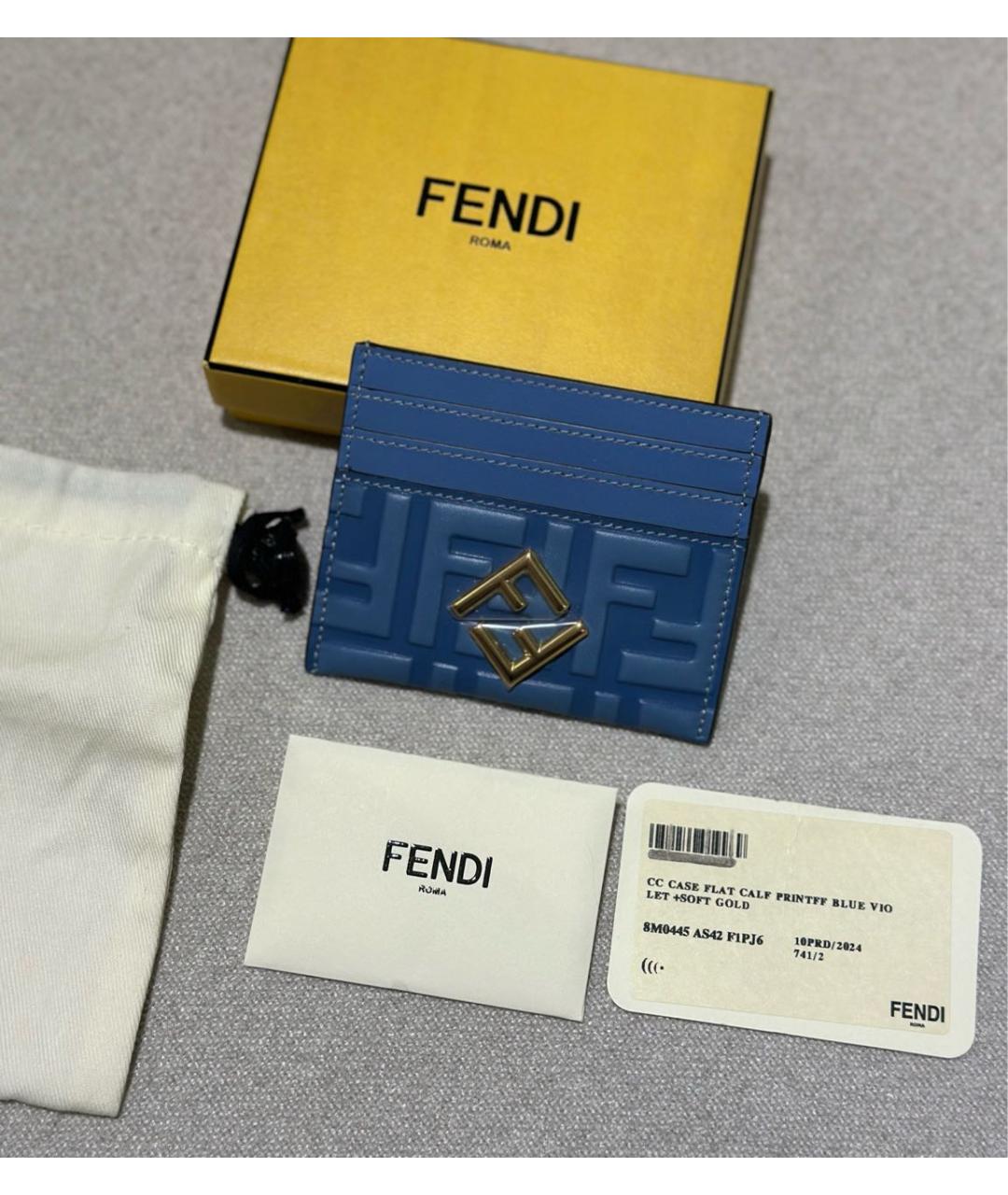 FENDI Синий кожаный кардхолдер, фото 5