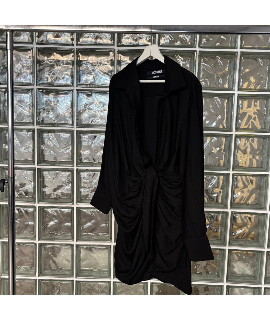 JACQUEMUS Черное вискозное коктейльное платье, фото 4