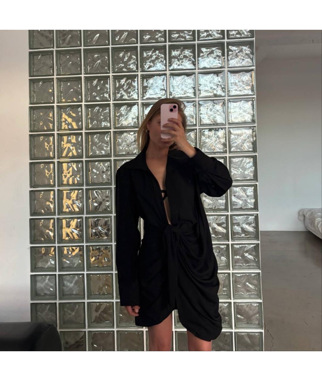 JACQUEMUS Черное вискозное коктейльное платье, фото 2