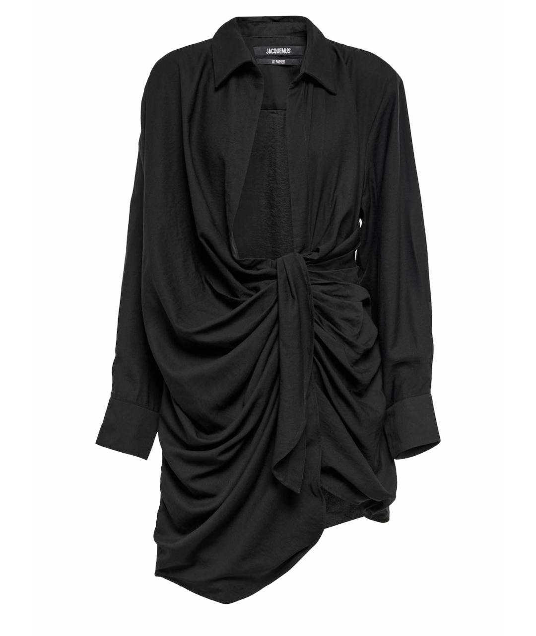 JACQUEMUS Черное вискозное коктейльное платье, фото 1