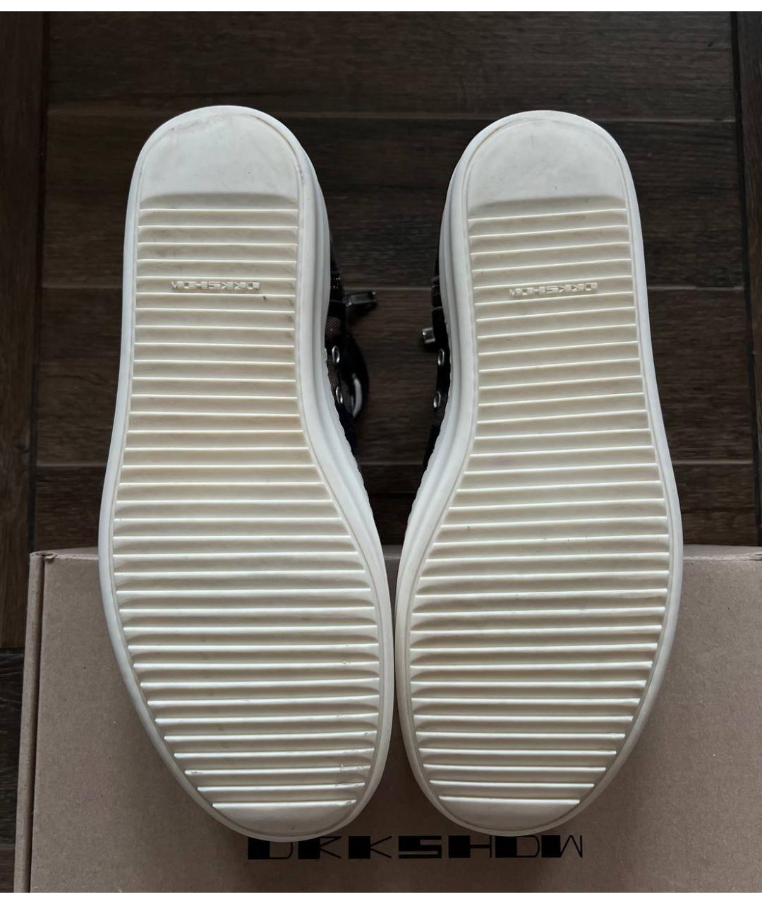 RICK OWENS DRKSHDW Черные текстильные высокие кроссовки / кеды, фото 4