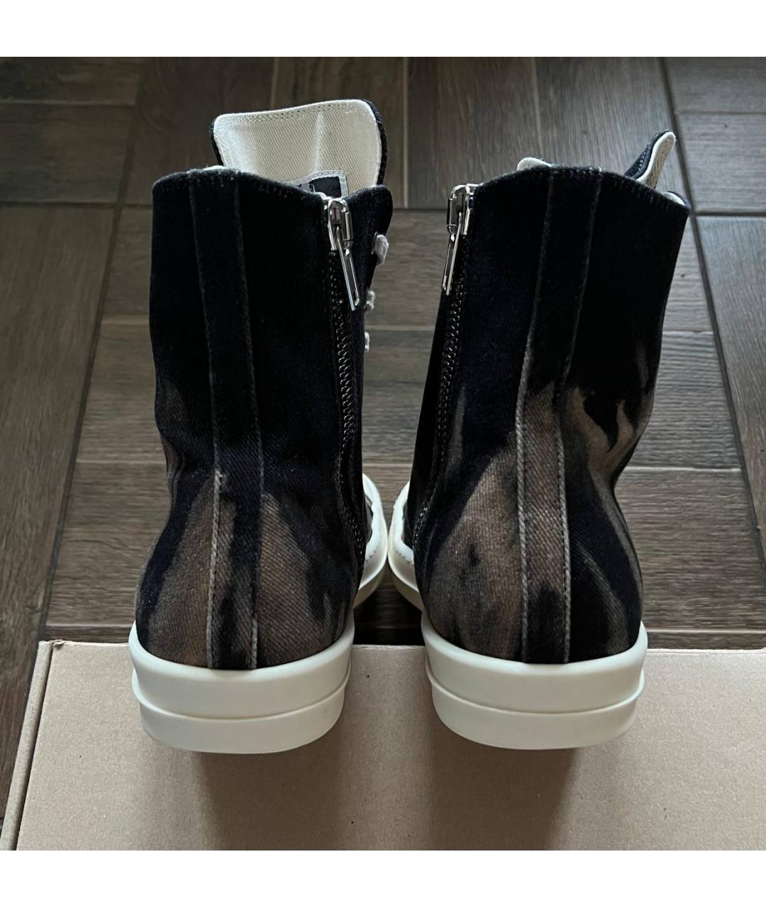 RICK OWENS DRKSHDW Черные текстильные высокие кроссовки / кеды, фото 3