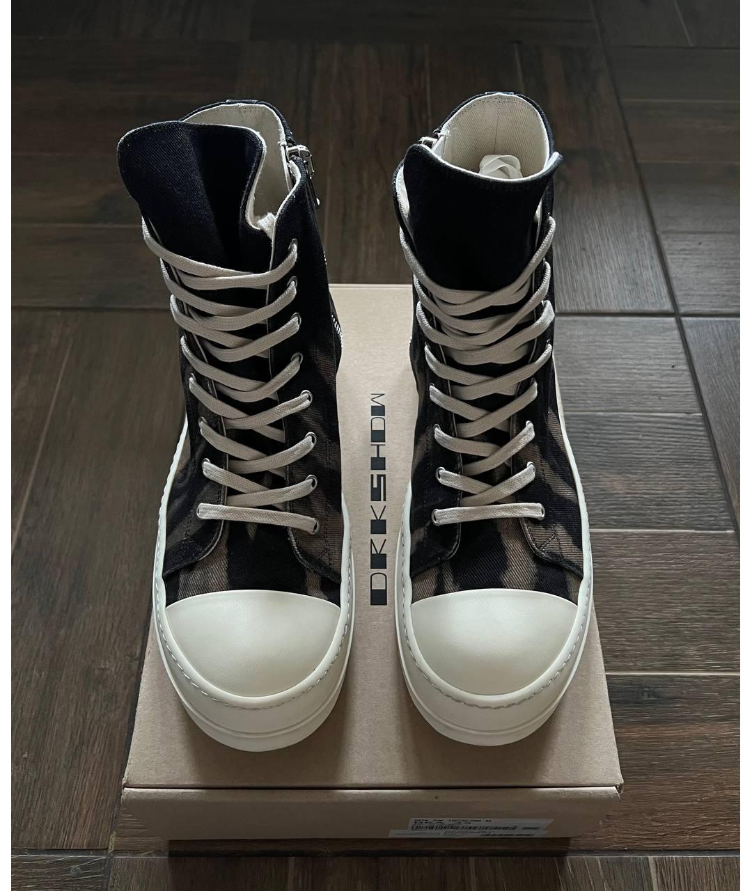 RICK OWENS DRKSHDW Черные текстильные высокие кроссовки / кеды, фото 2