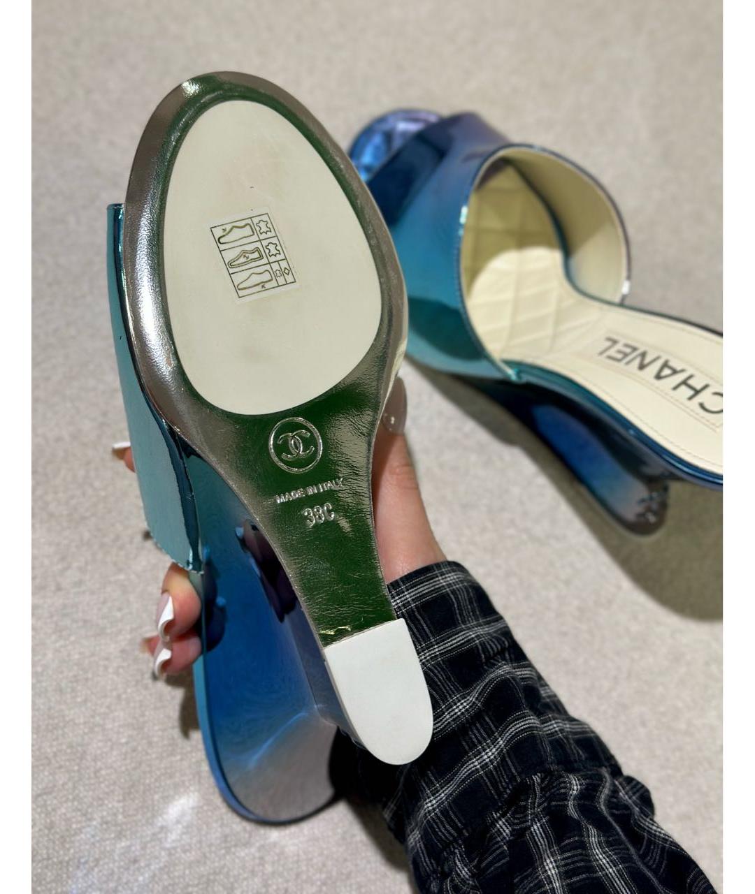 CHANEL Синие мюли, фото 5
