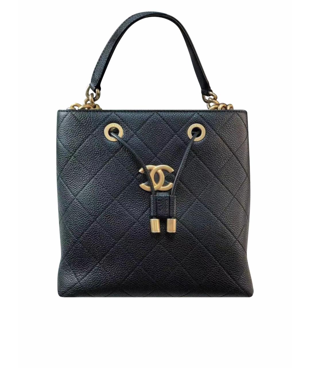 CHANEL Черная кожаная сумка с короткими ручками, фото 1