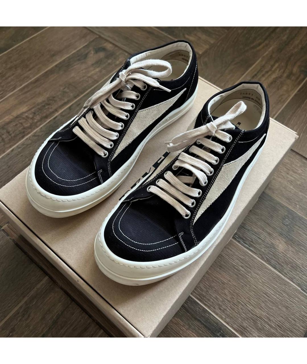 RICK OWENS DRKSHDW Черные текстильные низкие кроссовки / кеды, фото 7