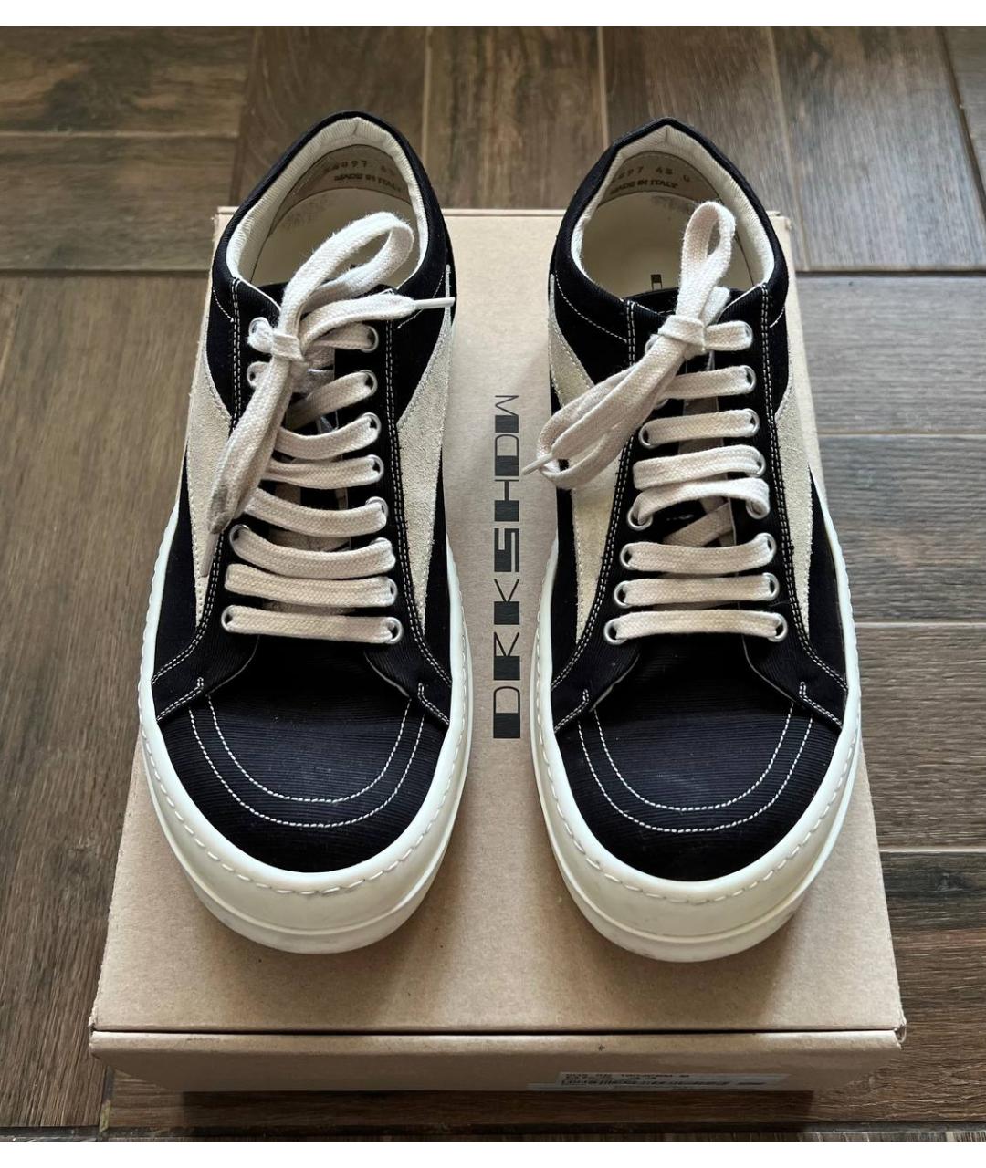 RICK OWENS DRKSHDW Черные текстильные низкие кроссовки / кеды, фото 2