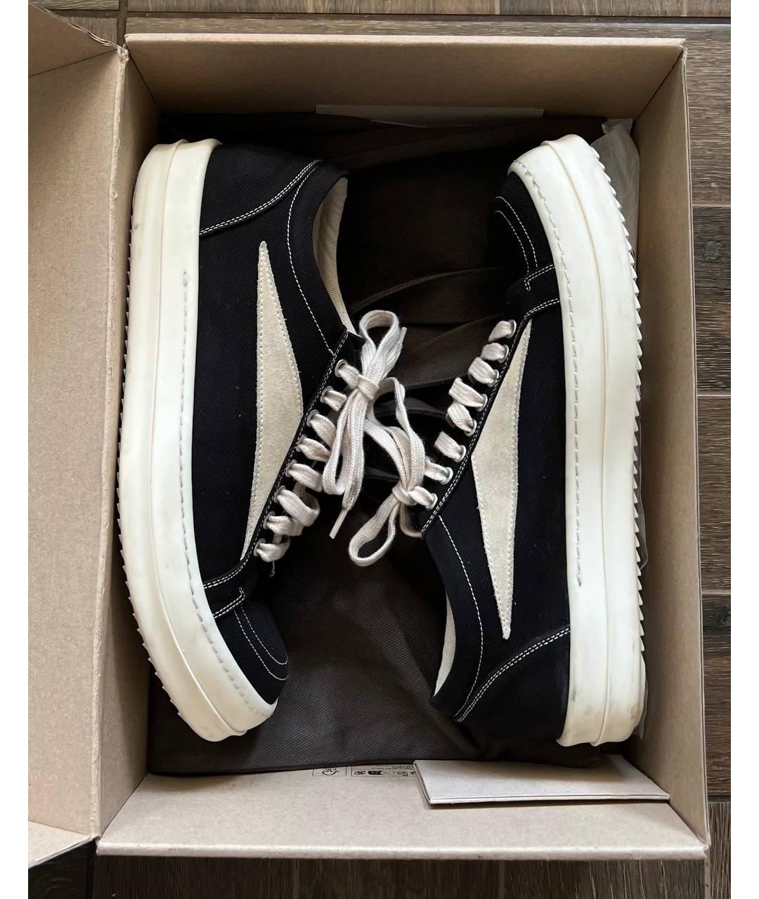 RICK OWENS DRKSHDW Черные текстильные низкие кроссовки / кеды, фото 6