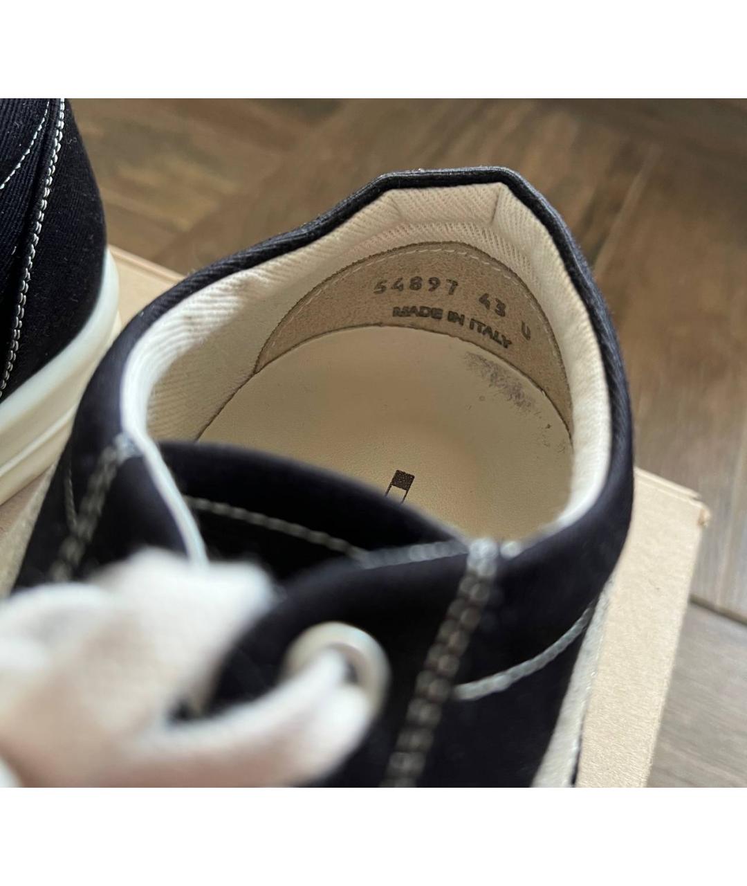 RICK OWENS DRKSHDW Черные текстильные низкие кроссовки / кеды, фото 8