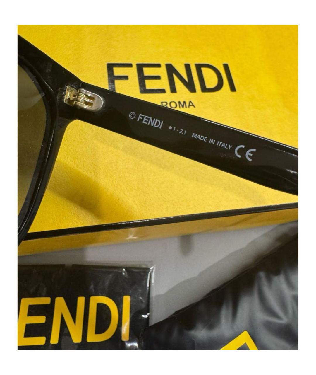 FENDI Черные пластиковые солнцезащитные очки, фото 2