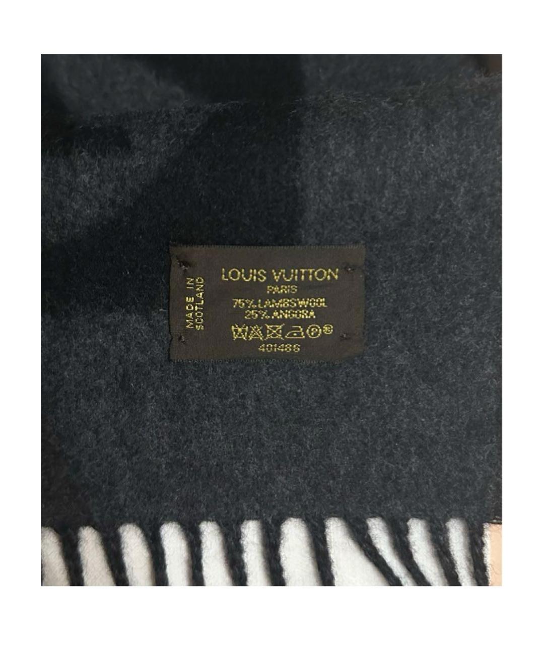 LOUIS VUITTON Серый шерстяной шарф, фото 3