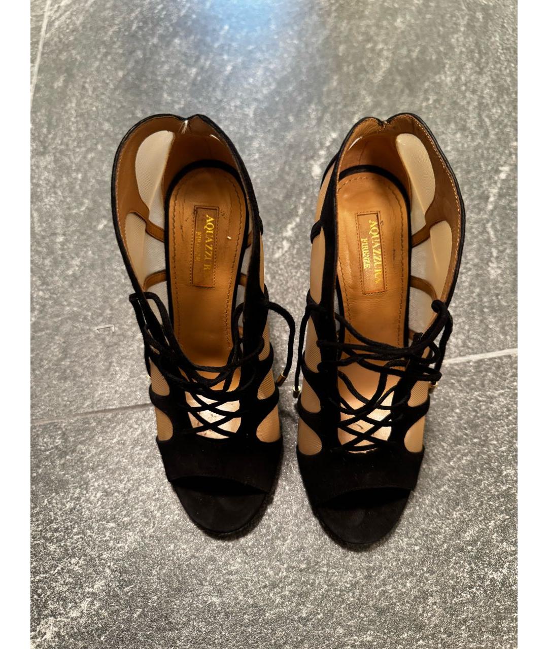 AQUAZZURA Черные замшевые босоножки, фото 5