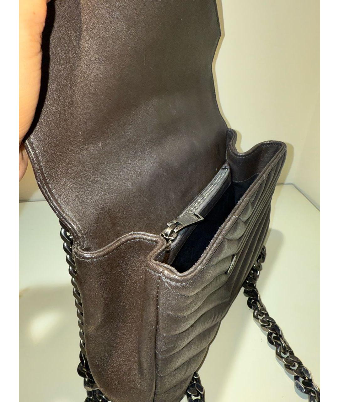 SAINT LAURENT Коричневая кожаная сумка через плечо, фото 4