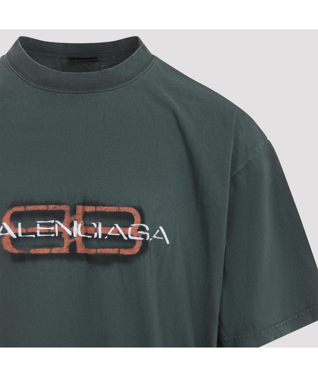 BALENCIAGA Зеленая хлопковая футболка, фото 3