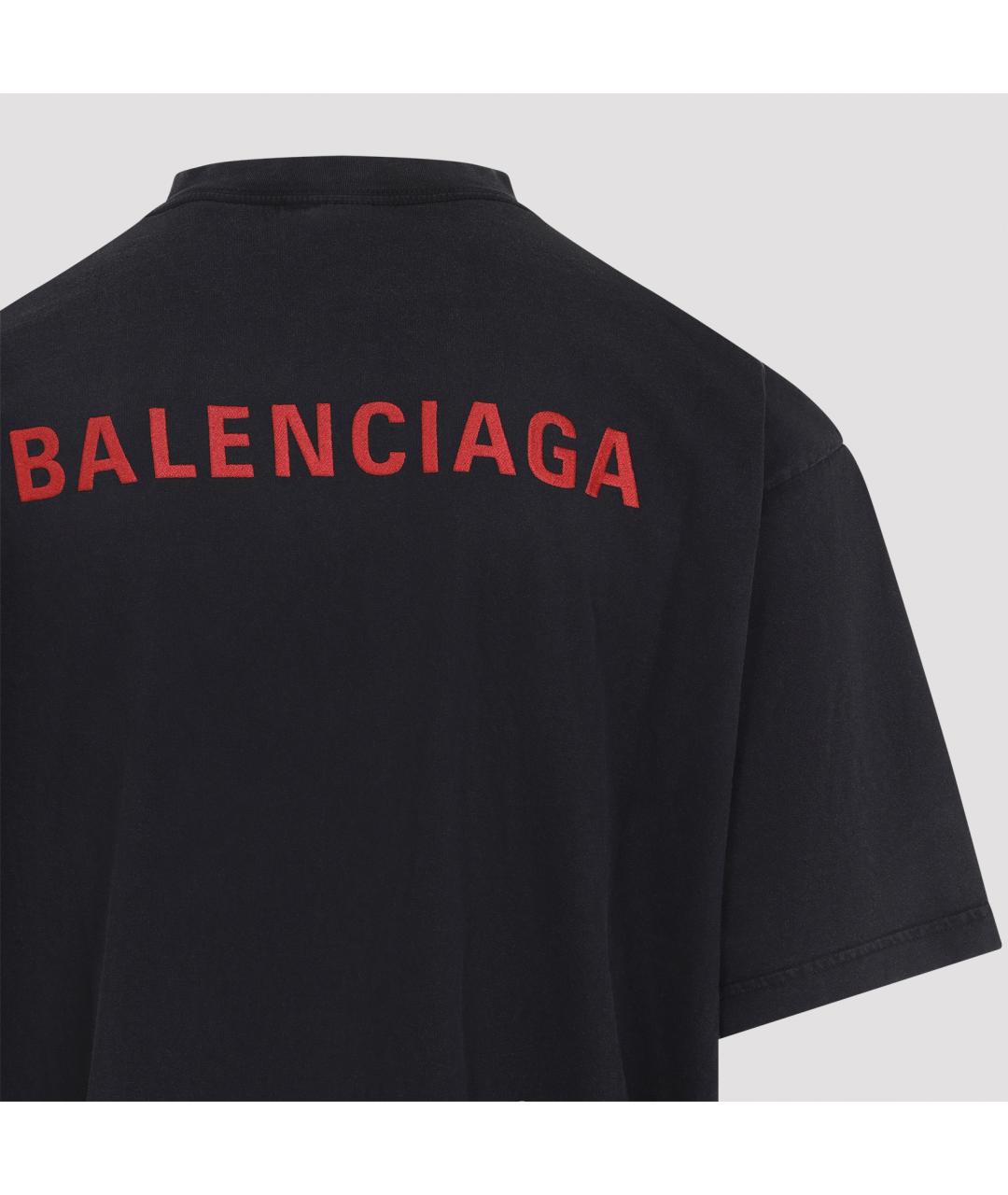 BALENCIAGA Черная хлопковая футболка, фото 4