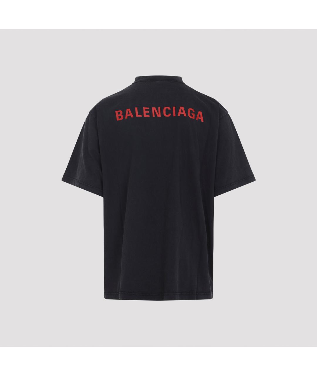 BALENCIAGA Черная хлопковая футболка, фото 3