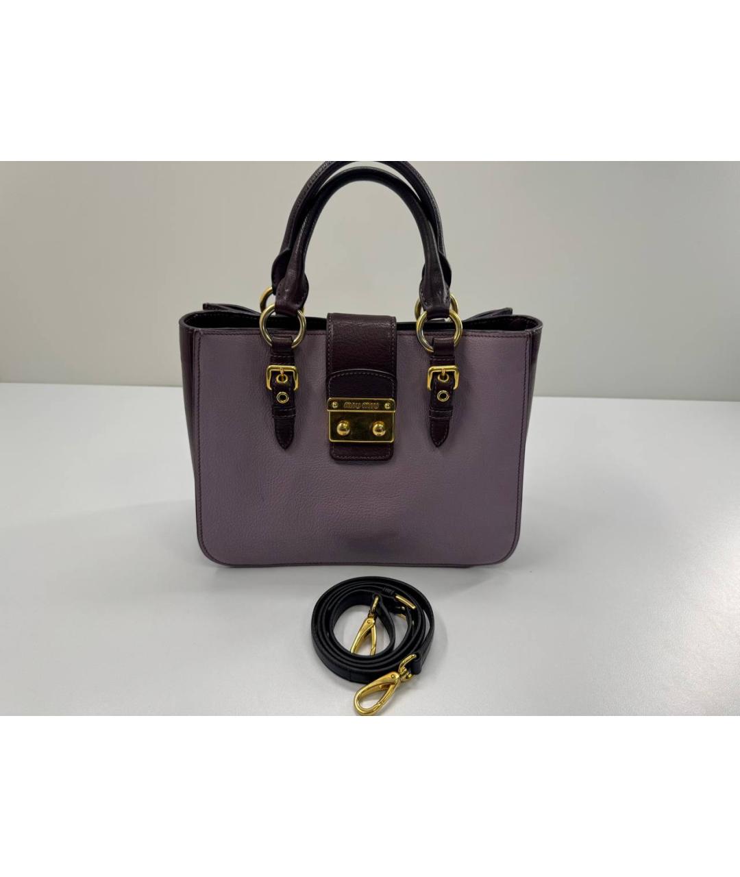 MIU MIU Фиолетовая кожаная сумка с короткими ручками, фото 2