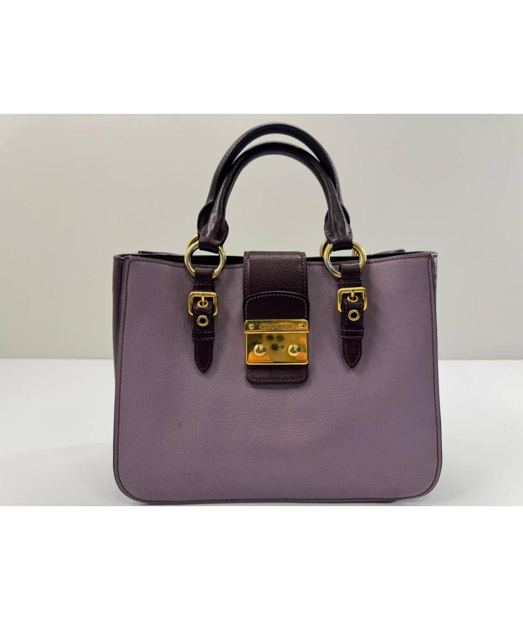 MIU MIU Фиолетовая кожаная сумка с короткими ручками, фото 4
