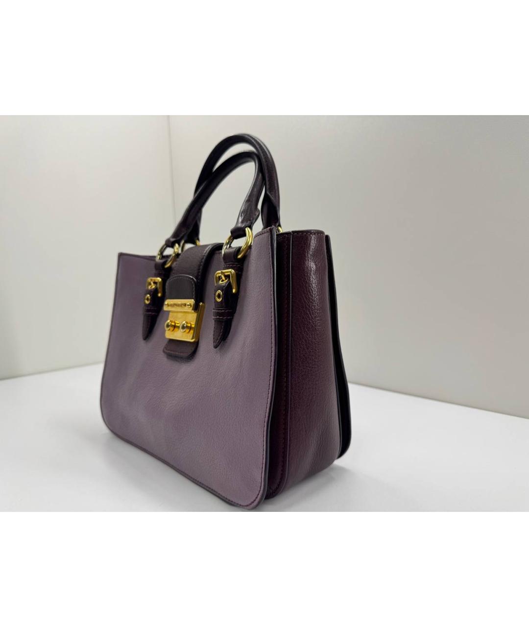 MIU MIU Фиолетовая кожаная сумка с короткими ручками, фото 5