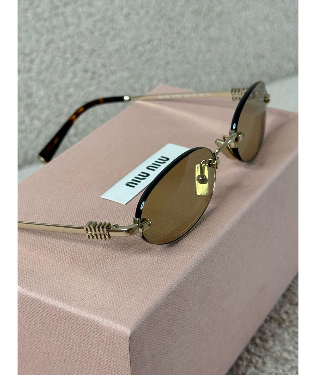 MIU MIU Коричневые пластиковые солнцезащитные очки, фото 2