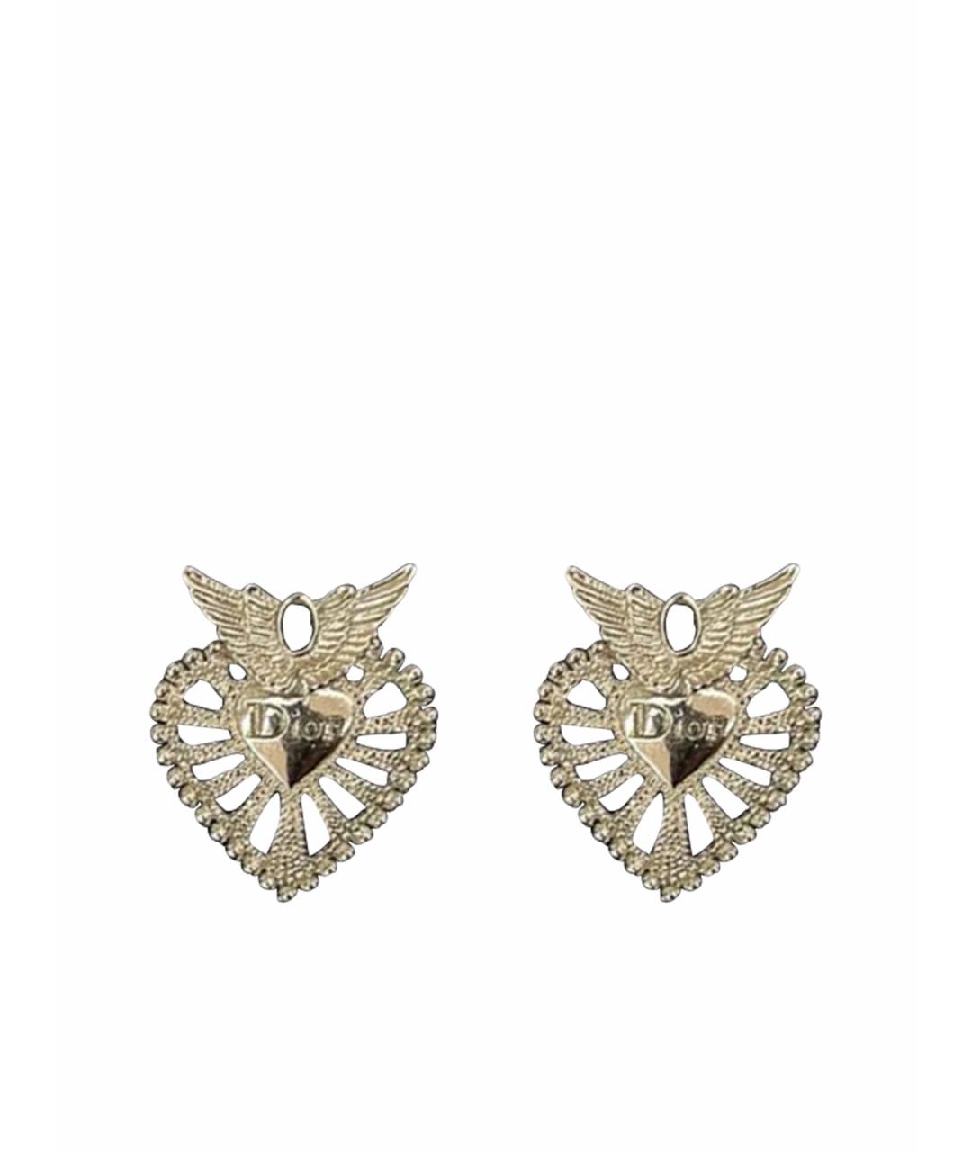 CHRISTIAN DIOR Белые металлические серьги, фото 1