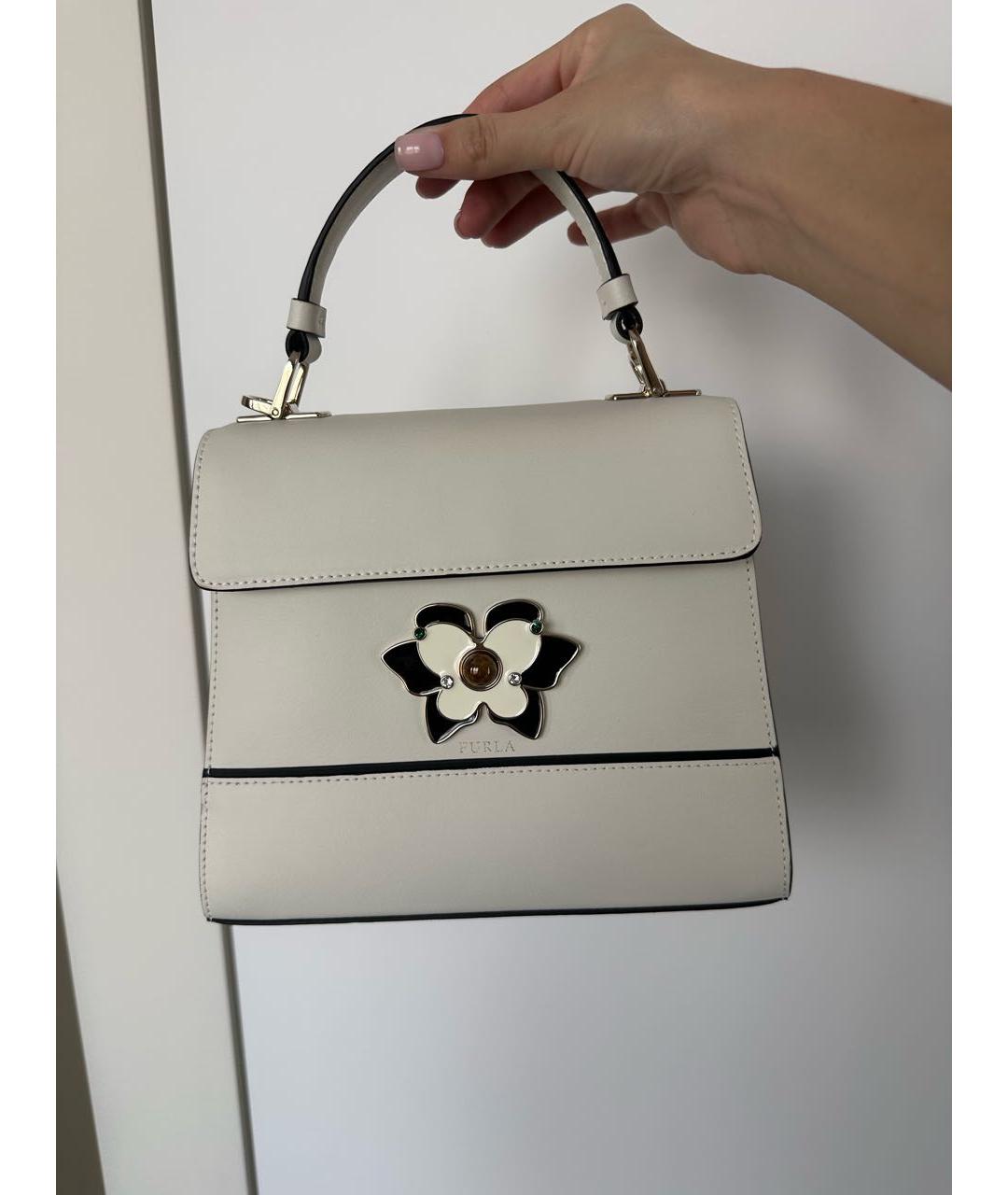 FURLA Белая кожаная сумка с короткими ручками, фото 5