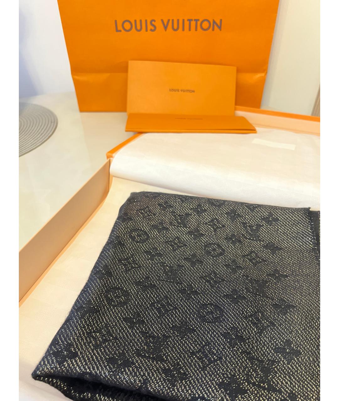 LOUIS VUITTON Черный шарф, фото 2