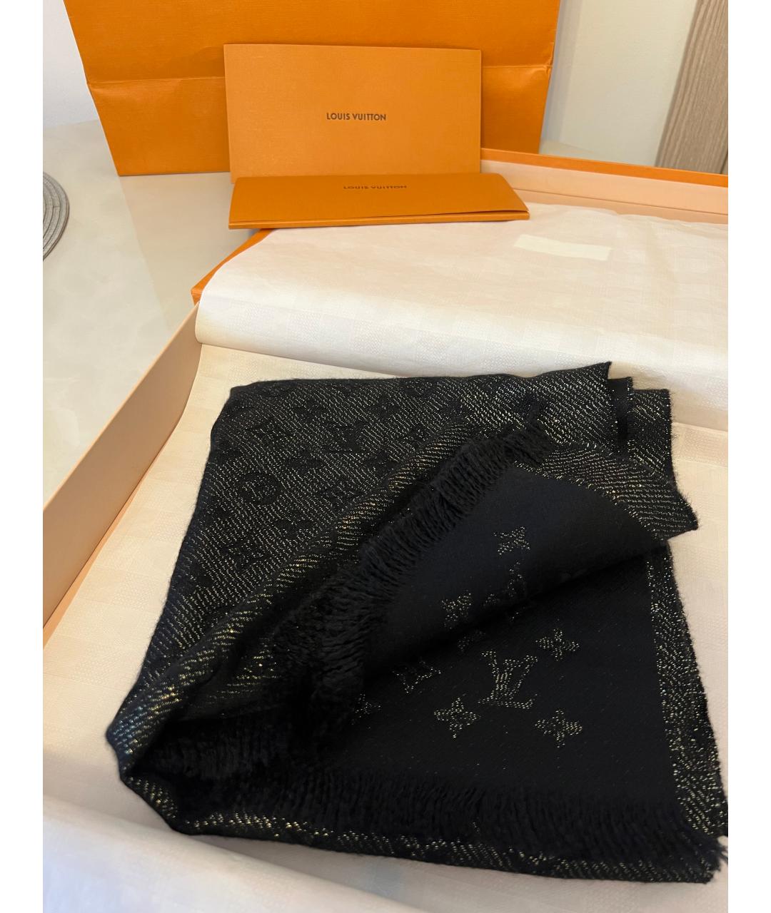 LOUIS VUITTON Черный шарф, фото 5