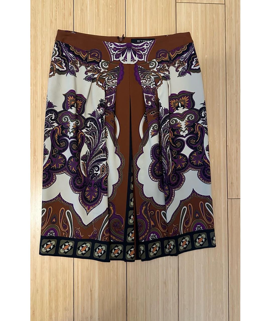 ETRO Коричневая шерстяная юбка миди, фото 6