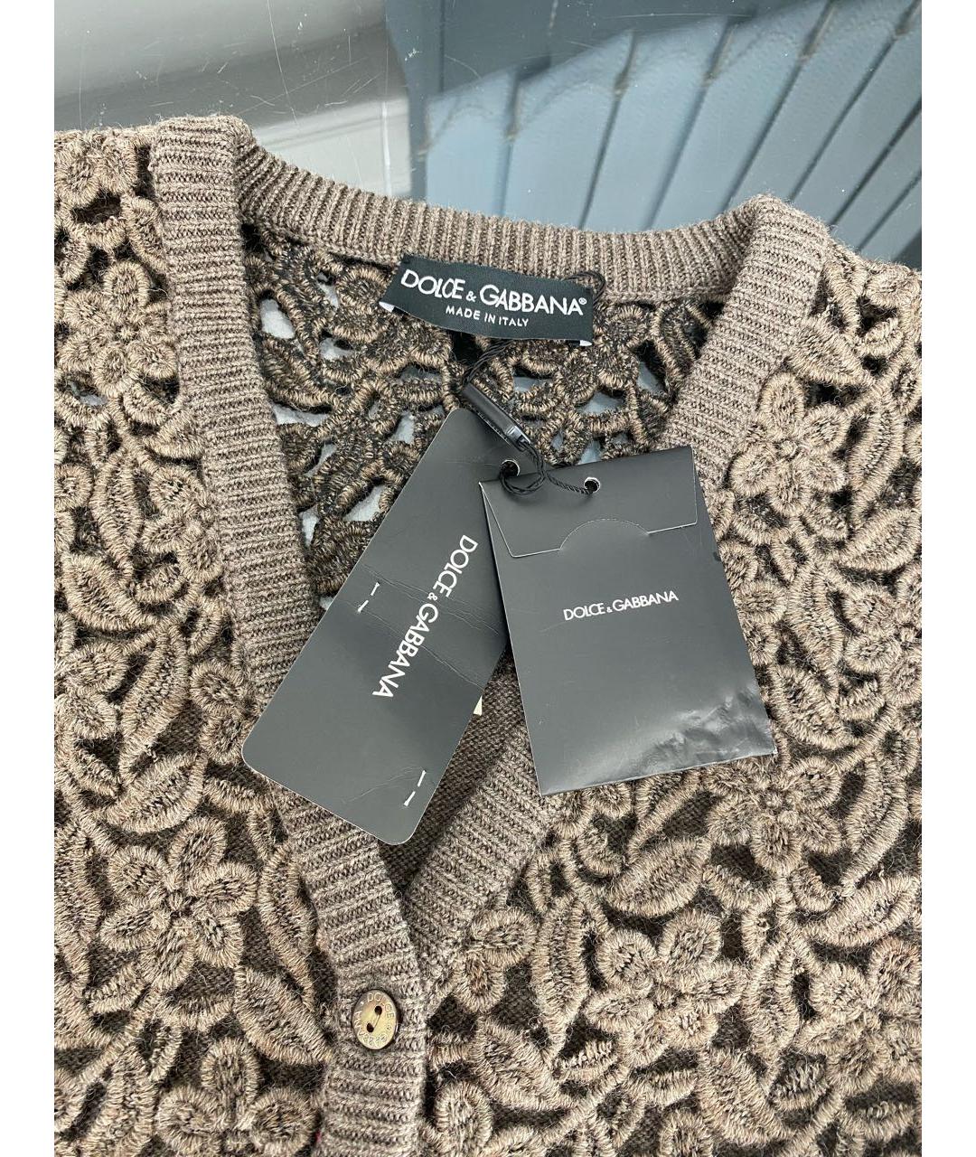 DOLCE&GABBANA Коричневый шерстяной кардиган, фото 3