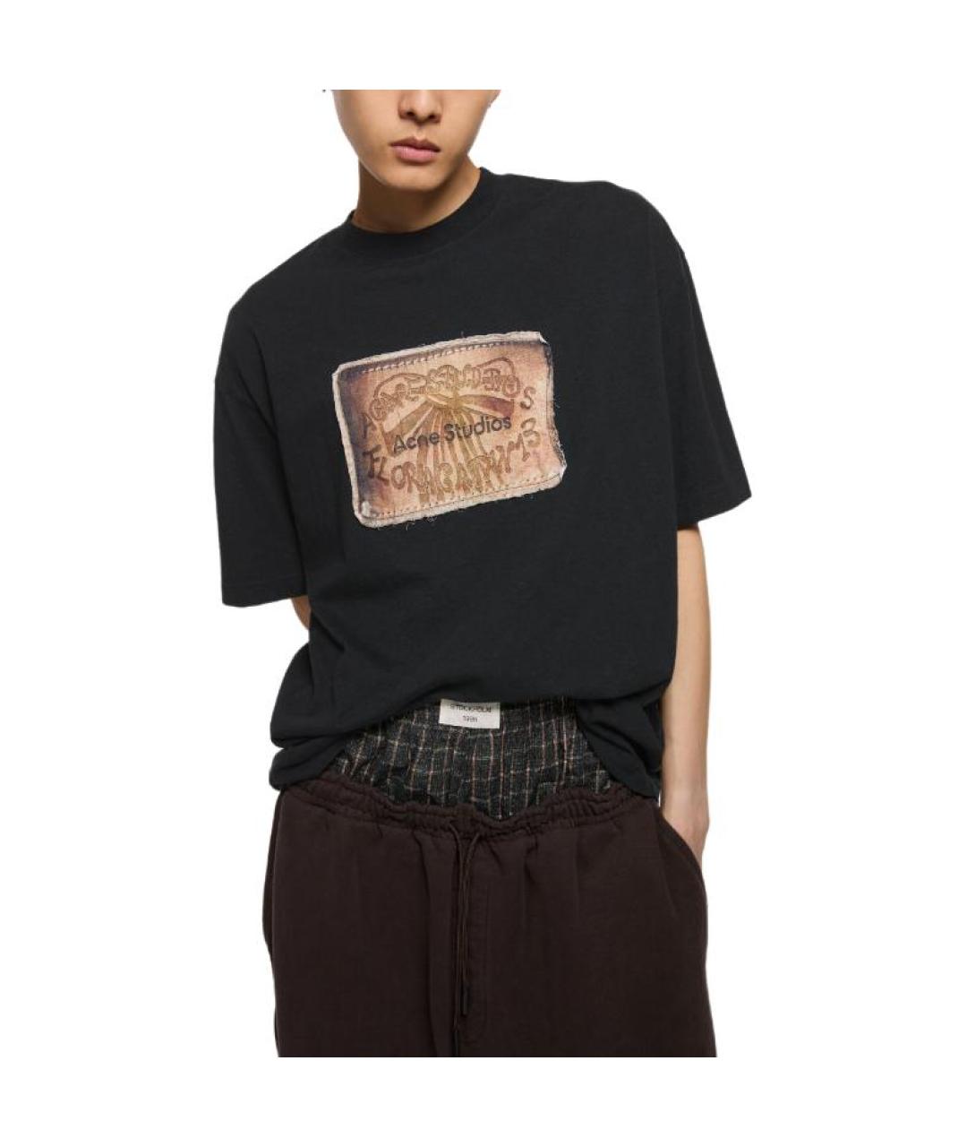 ACNE STUDIOS Черная хлопковая футболка, фото 5