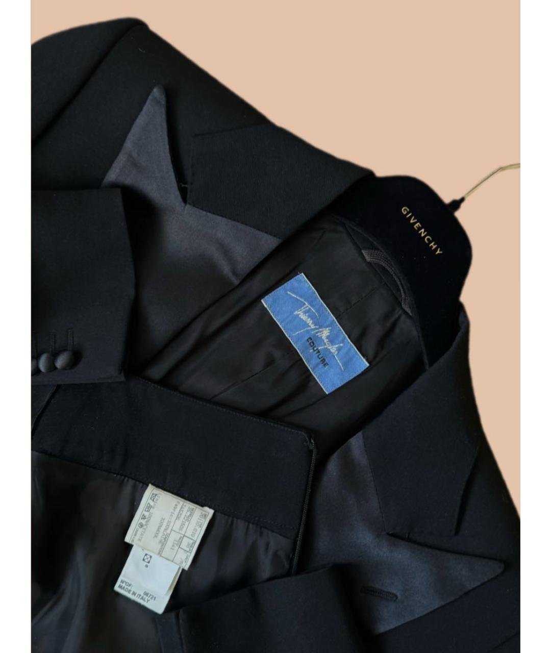 THIERRY MUGLER VINTAGE Черный шерстяной костюм с юбками, фото 6
