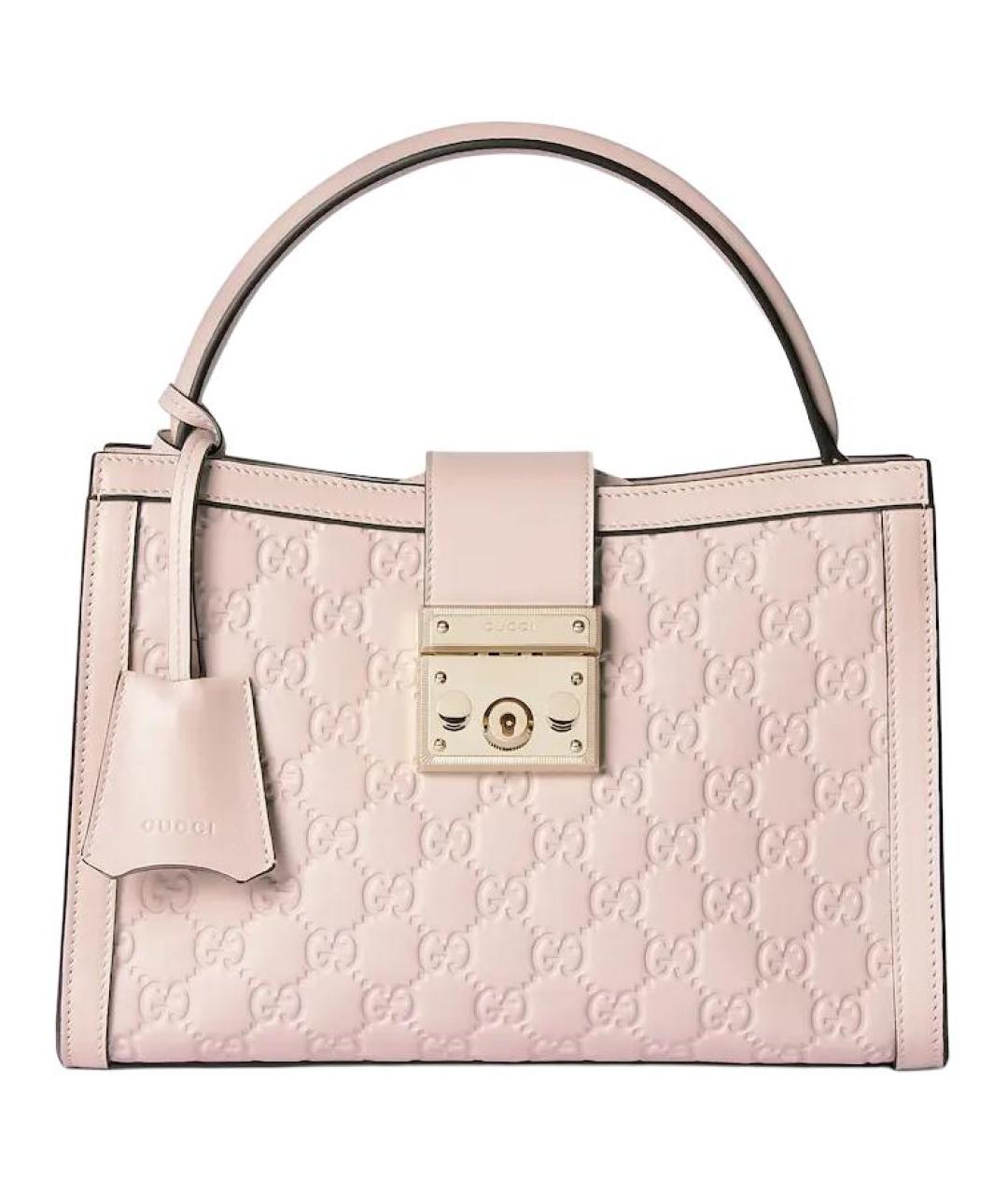 GUCCI Розовая кожаная сумка с короткими ручками, фото 1