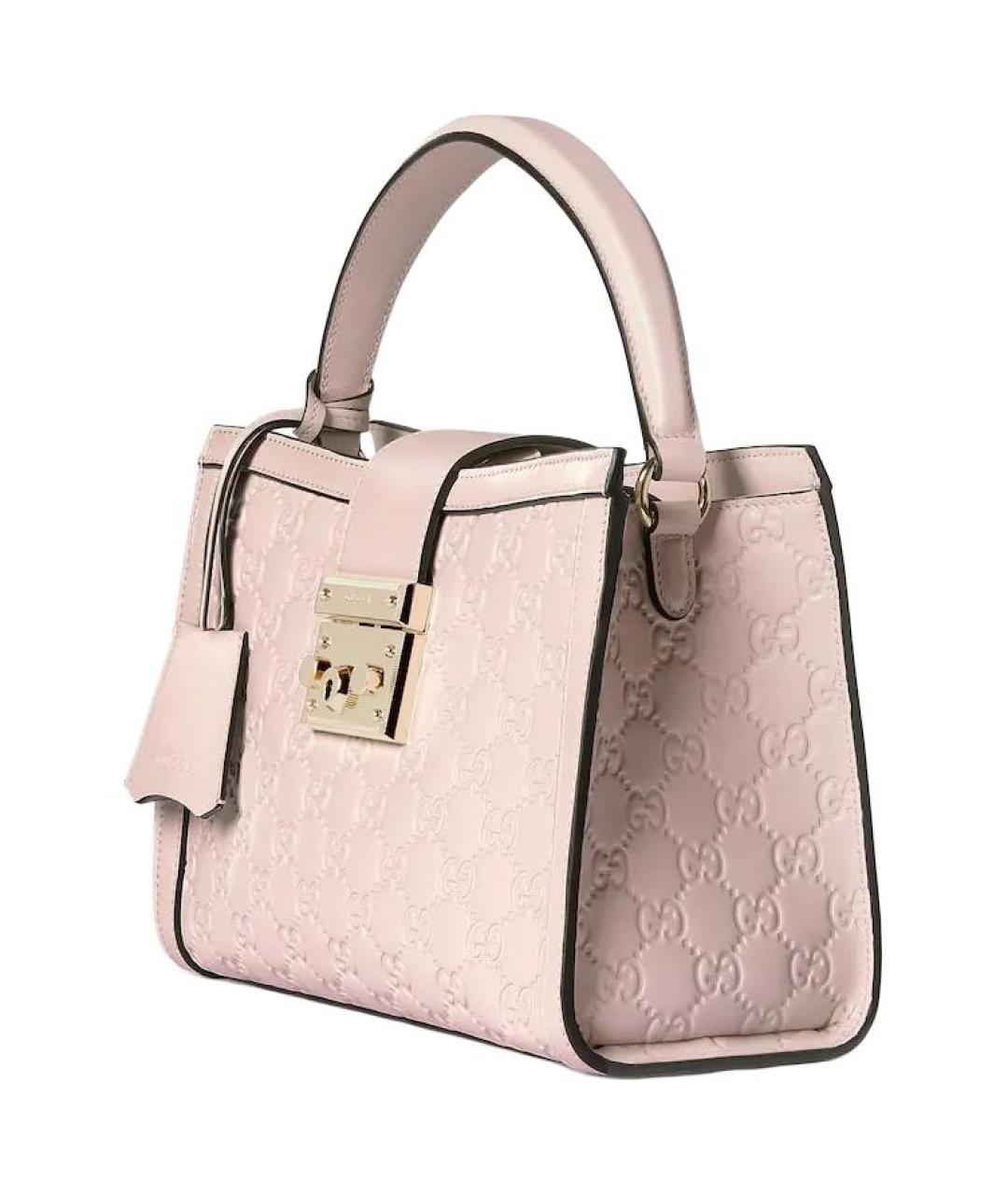 GUCCI Розовая кожаная сумка с короткими ручками, фото 3