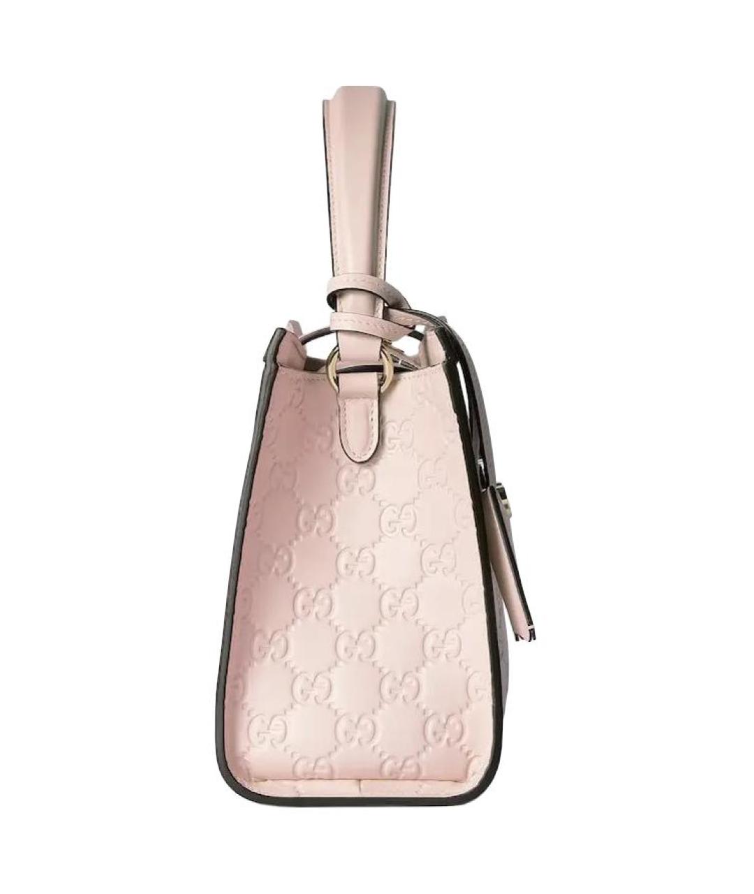GUCCI Розовая кожаная сумка с короткими ручками, фото 4